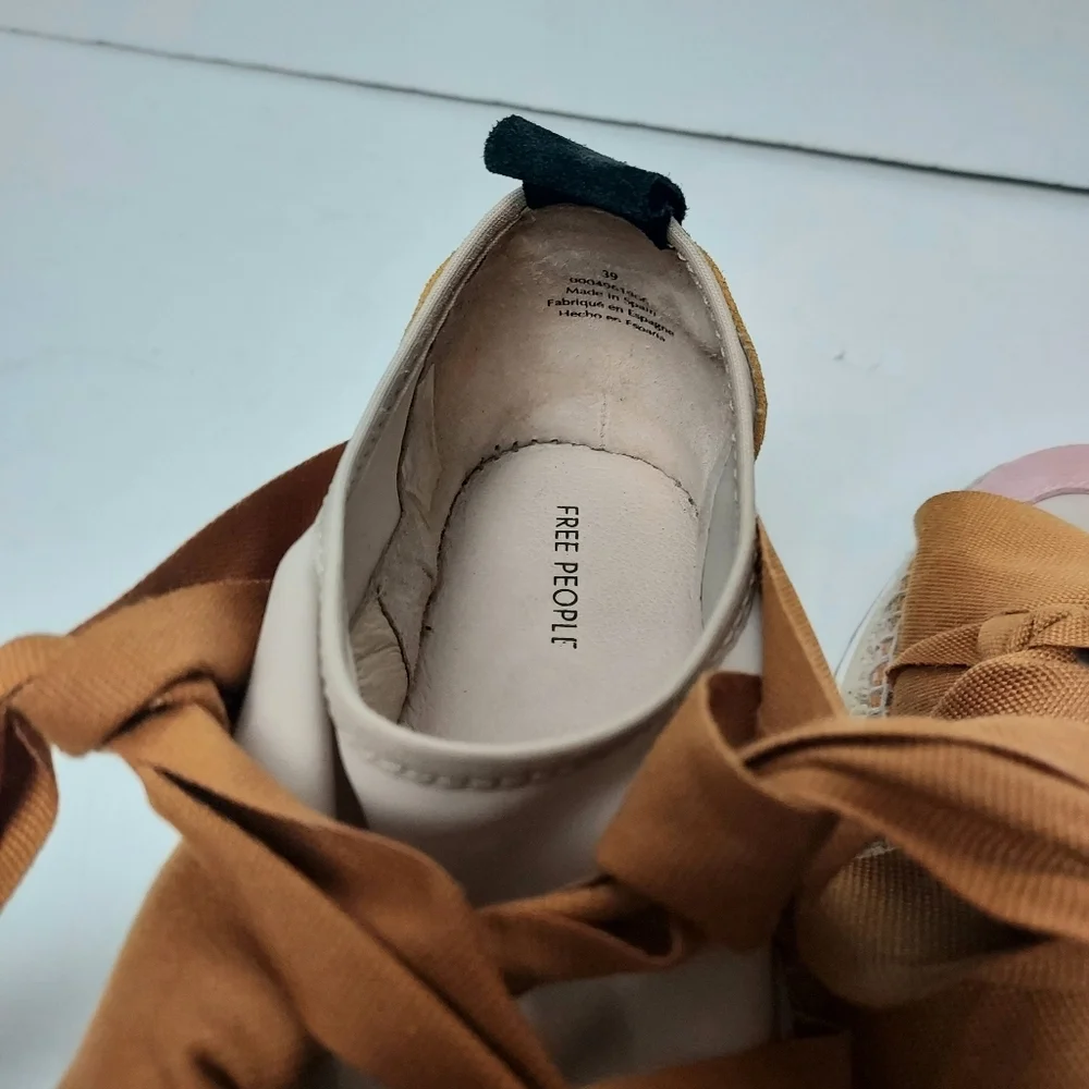 Free People Chapmin Espadrille Sneakers Ribbon Laces 39 / 8.5